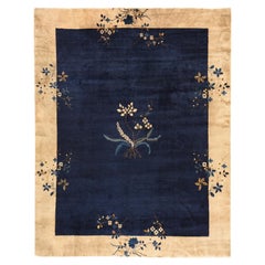 9'2 "x11'2" Bleu nuit Antique Chinois Knols Art Deco Tapis en laine noué à la main