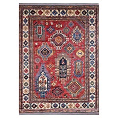 9
2 "x11
5" Rouge Afghan Ersari Antique Caucasian Design Hand Knotsted Soft Wool Rug