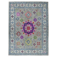 9'2"x11'7" Couleur Fusion Kazak Design géométrique noué à la main