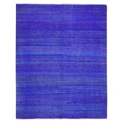 9
2 "x11
8" Admiral Blau Sari Seide Plain Design Flachgewebe Kilim Hand Woven Rug