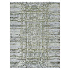 9
2 "x11
8" Grau Jacquard Hand Loomed Modern Design Wolle und Seide Hand Loomed Rug