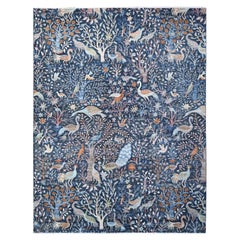 9'2"x11'9" Bracing Blue Afghan Peshawar Hand Knotted Velvety Wool Oriental Rug