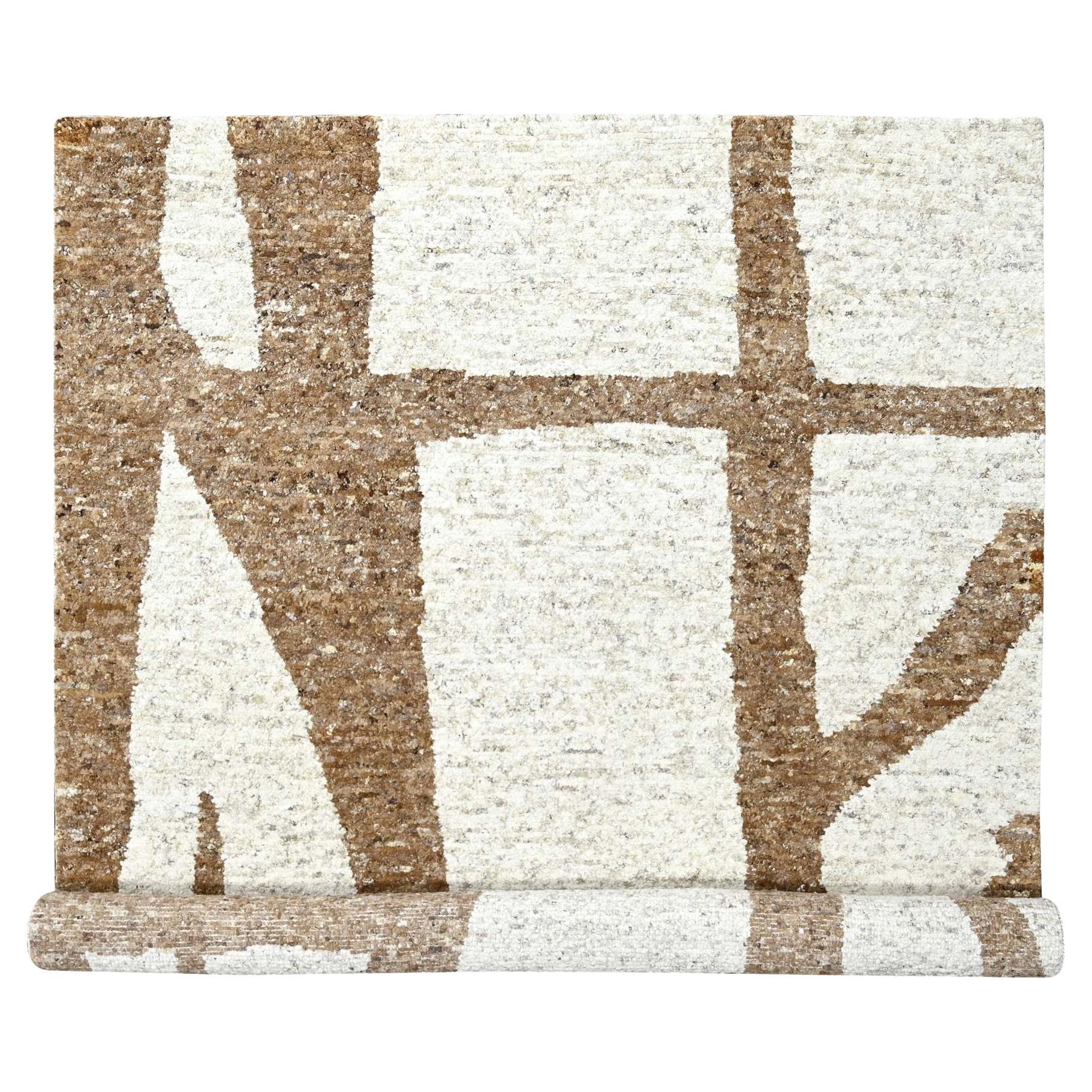 9'2 "x11'9" Colori della terra Spessore della lana a trama grossa annodata a mano Oriental Rugs in vendita