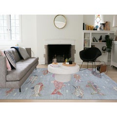 9'2"x11'9" Light Gray, Soft Wool Hand Knotted, Afghan Peshawar Oriental Rug
