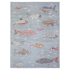 9'2 "x11'9" Grigio chiaro, Tappeto orientale afgano Peshawar in morbida lana annodata a mano