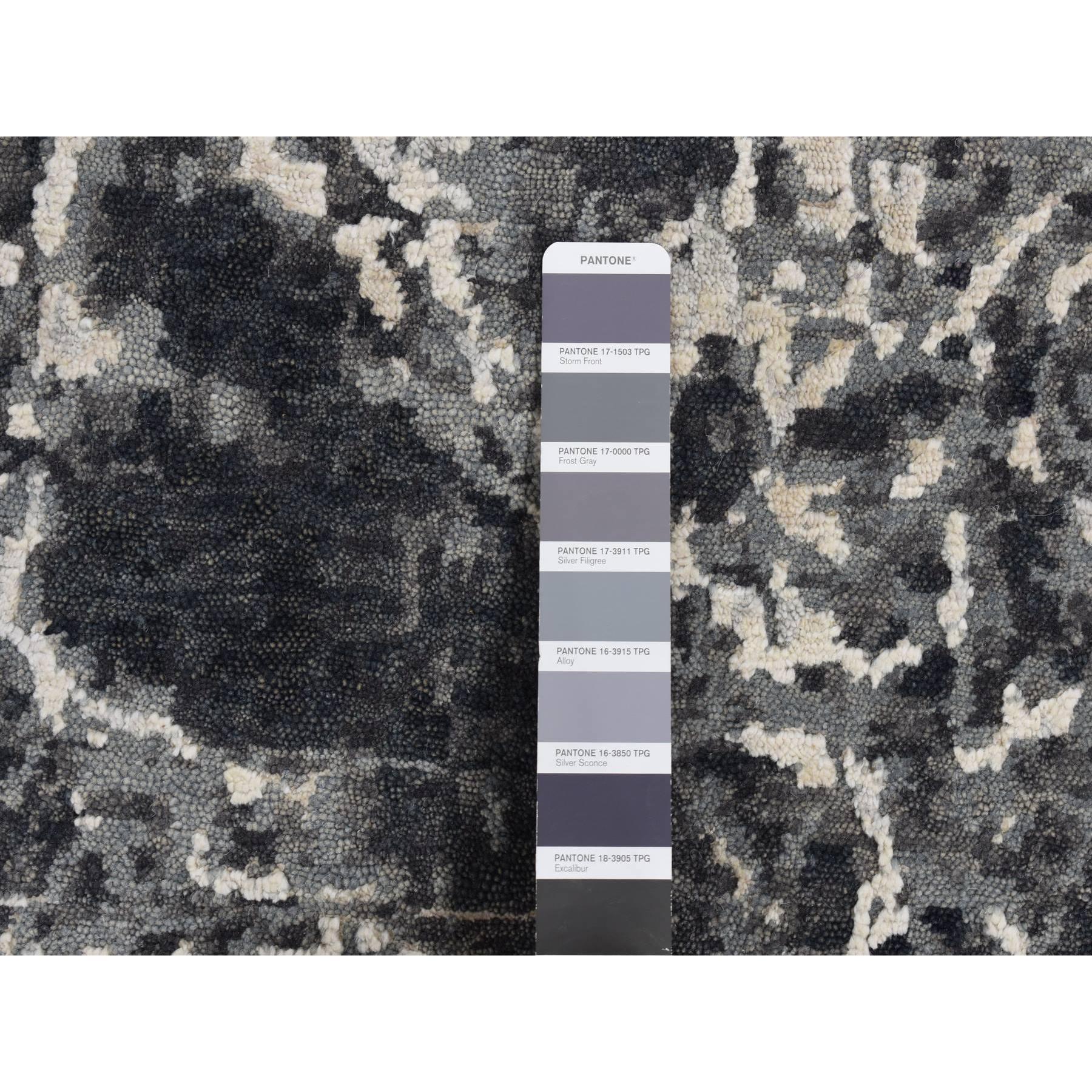 9'2''x12' Nero, Annodato a mano, Lana e Seta, Tappeto dal design moderno Tie Dye in vendita 1