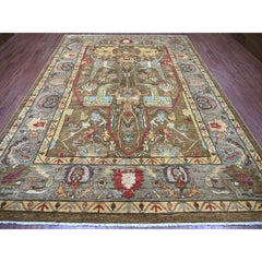 9'2"x12' Brown Peshawar with Bijar Garus Design Hand Knotted Wool Oriental Rug