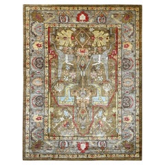 9'2"x12' Brown Peshawar with Bijar Garus Design Hand Knotted Wool Oriental Rug