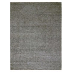 9'2"x12' Chrysler Gray Hand Knotted Modern Grass Wool Undyed Oriental Rug