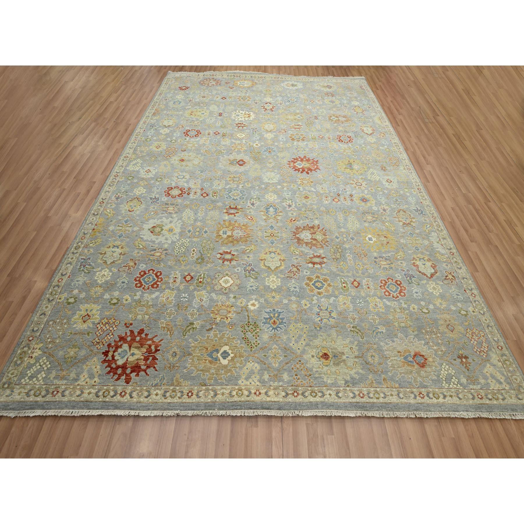 Flint Gray, Agra with Ziegler Design, Geometric Leaf Pattern, Hand Knotted, 100% Wool, Natural Dyes, Oriental Rug
Primary materials: Wool
Latex: No Pile 
height: 0.25 Inches
Style: Traditional
Primary color: Grey
Secondary colors: Red, Brown,
