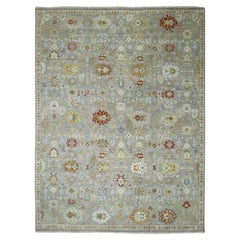 9'2"x12' Flint Gray Agra with Ziegler Design Hand Knotted Pure Wool Rug