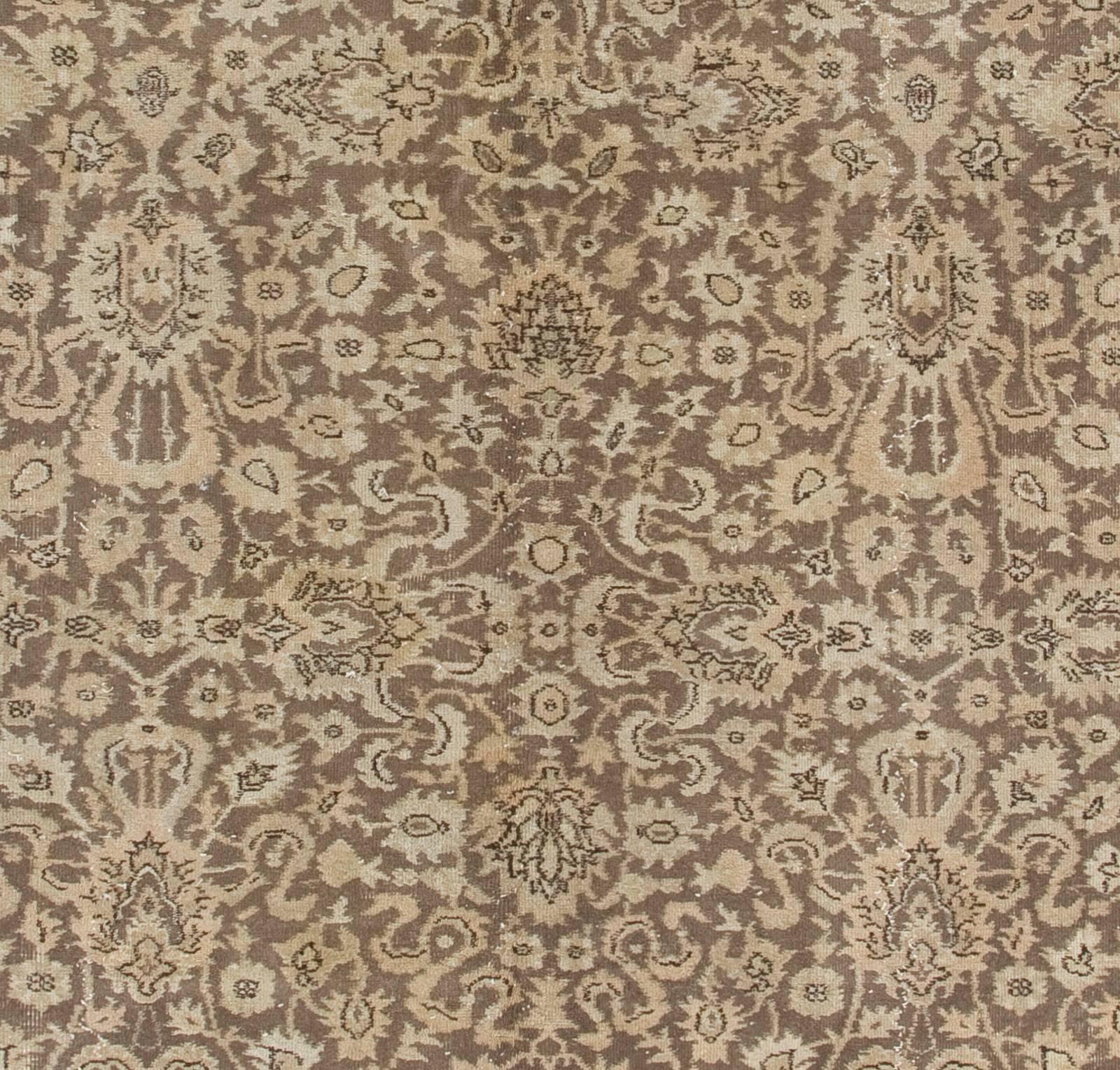 Hand-Knotted 9.2x12 Ft One-of-a-Kind Turkish Sivas Rug in Soft Taupe Brown and Beige Colors For Sale