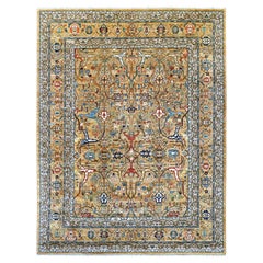 9'2'x12' Golden Brown Hand Knotted Peshawar with Bijar Garus Design Wool Rug
