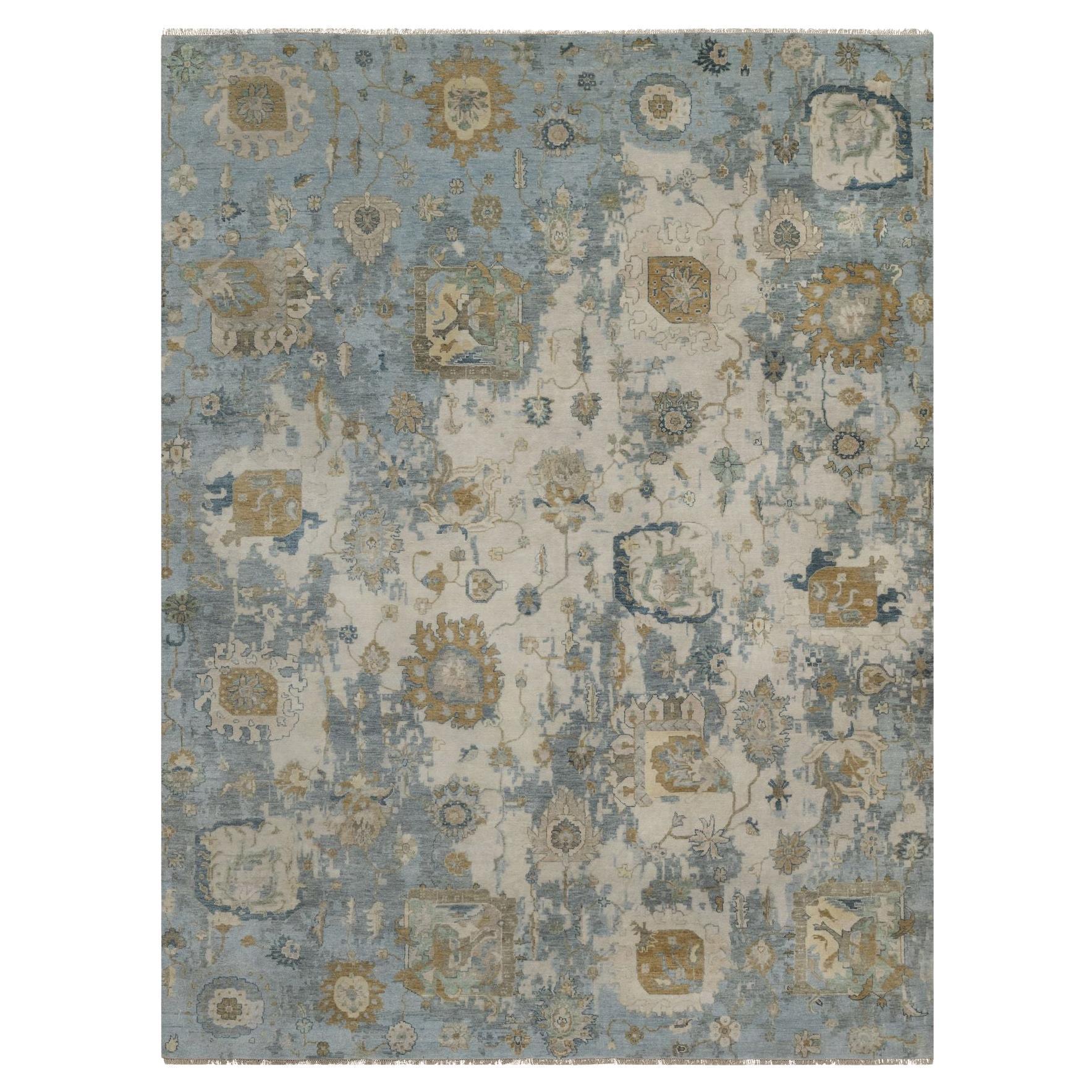 Tappeto 9
2 "x12
Avorio a motivi spezzati con design Oushak 100% Lana annodato a mano