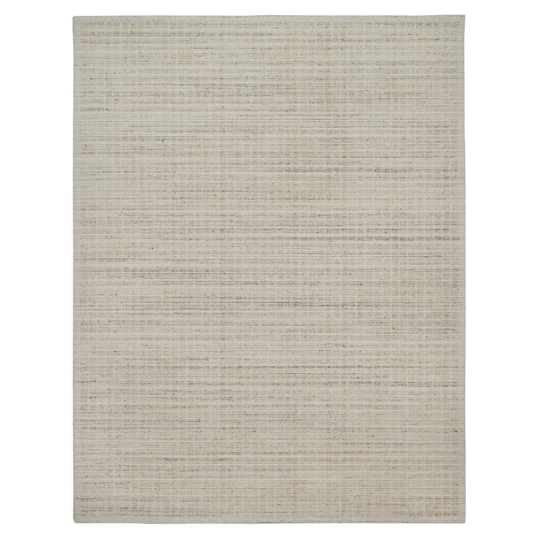 9'2"x12' Ivory Modern Plain Decor Box Design Loomed Knotted Pure Wool Rug