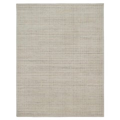 9'2"x12' Ivory Modern Plain Decor Box Design Loomed Knotted Pure Wool Rug