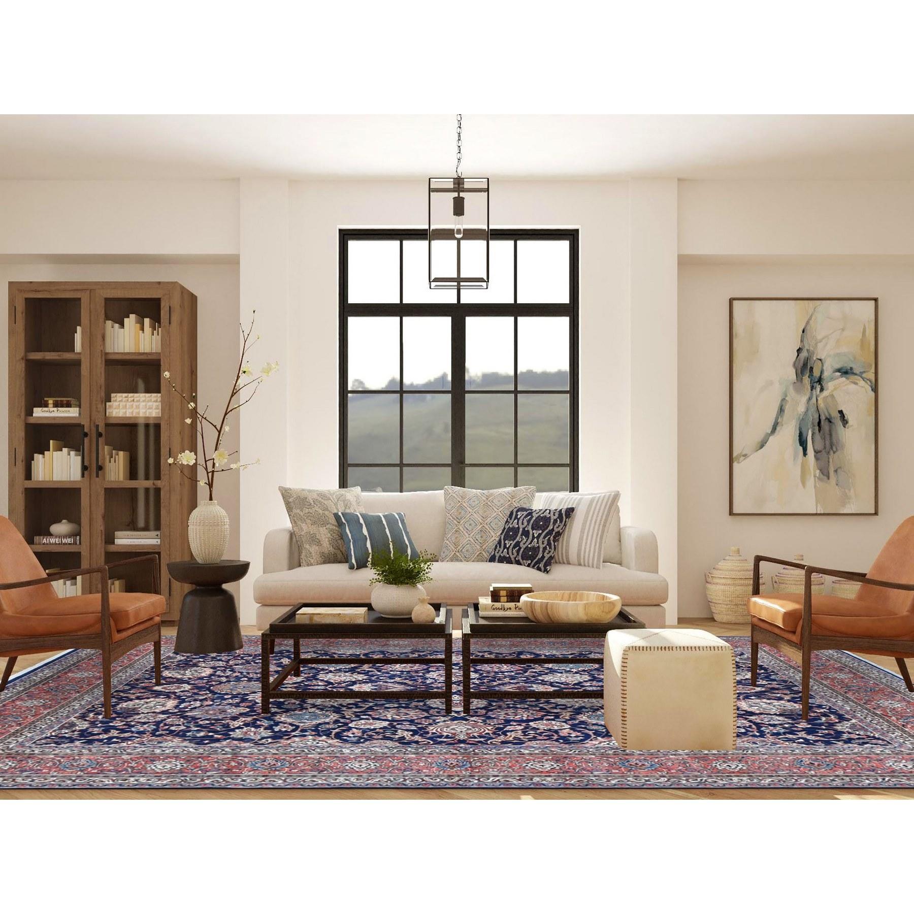 This is a truly genuine one-of-a-kind Midnight Blue, New Persian Kashan All Over Design, Organic Wool Hand Knotted, Oriental Rug. It has been Knotted for months and months in the centuries-old weaving craftsmanship techniques by expert