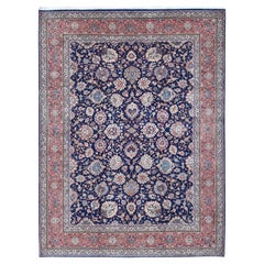 9
2 "x12
 Mitternachtsblau, Neupersischer Kashan, Bio-Wolle Handgeknüpfter Teppich