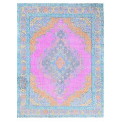 9'2 "x12' Rosa gemalt Vintage Persisch Tabriz Hand geknotet alle Wolle Orientteppich
