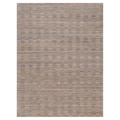 9'2" x 12'1" großer, handgewebter Orientteppich aus Polyester in der Farbe „Beaver Brown“ mit modernem Gittermuster