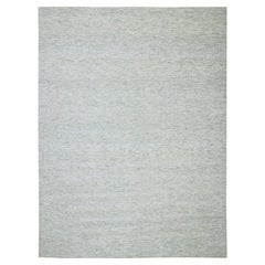 9'2"x12'1" Cloud Gray Pure Wool Modern Grass Design Hand Knotted Oriental Rug