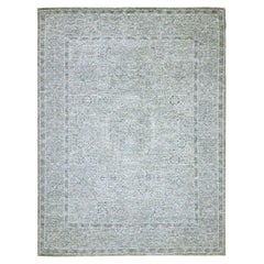 9
2 "x12
1" Grauer handgeknüpfter Teppich aus reiner Wolle mit Mamluken-Einfluss aus dem 14.