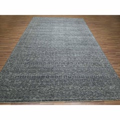 9'2"x12'1" Gray Geometric Garden Pattern Agra Tone on Tone Hand Knotted Wool Rug