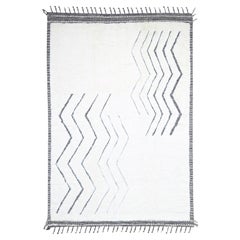 9'2 "x12'1" Ivoire Tapis en laine noué à la main, tissage marocain avec Design Line géométrique