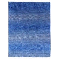 9
2 "x12
2" Blue, Modern Chiaroscuro Tapis oriental en pure laine noué à la main