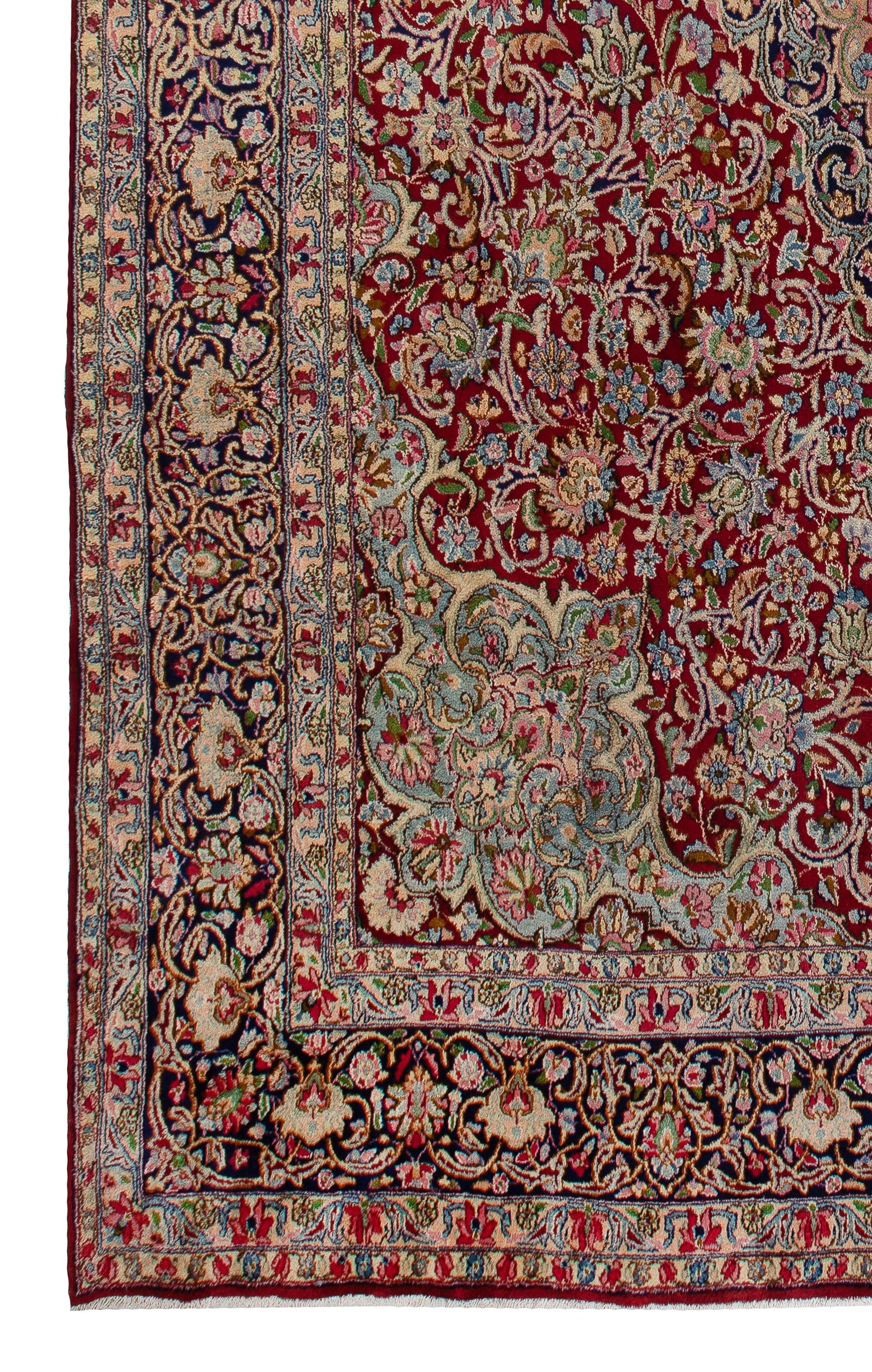 9.2x12.2 Ft Antique Persian Kashan Rug, Fine Traditional Oriental Carpet In Good Condition For Sale In Philadelphia, PA