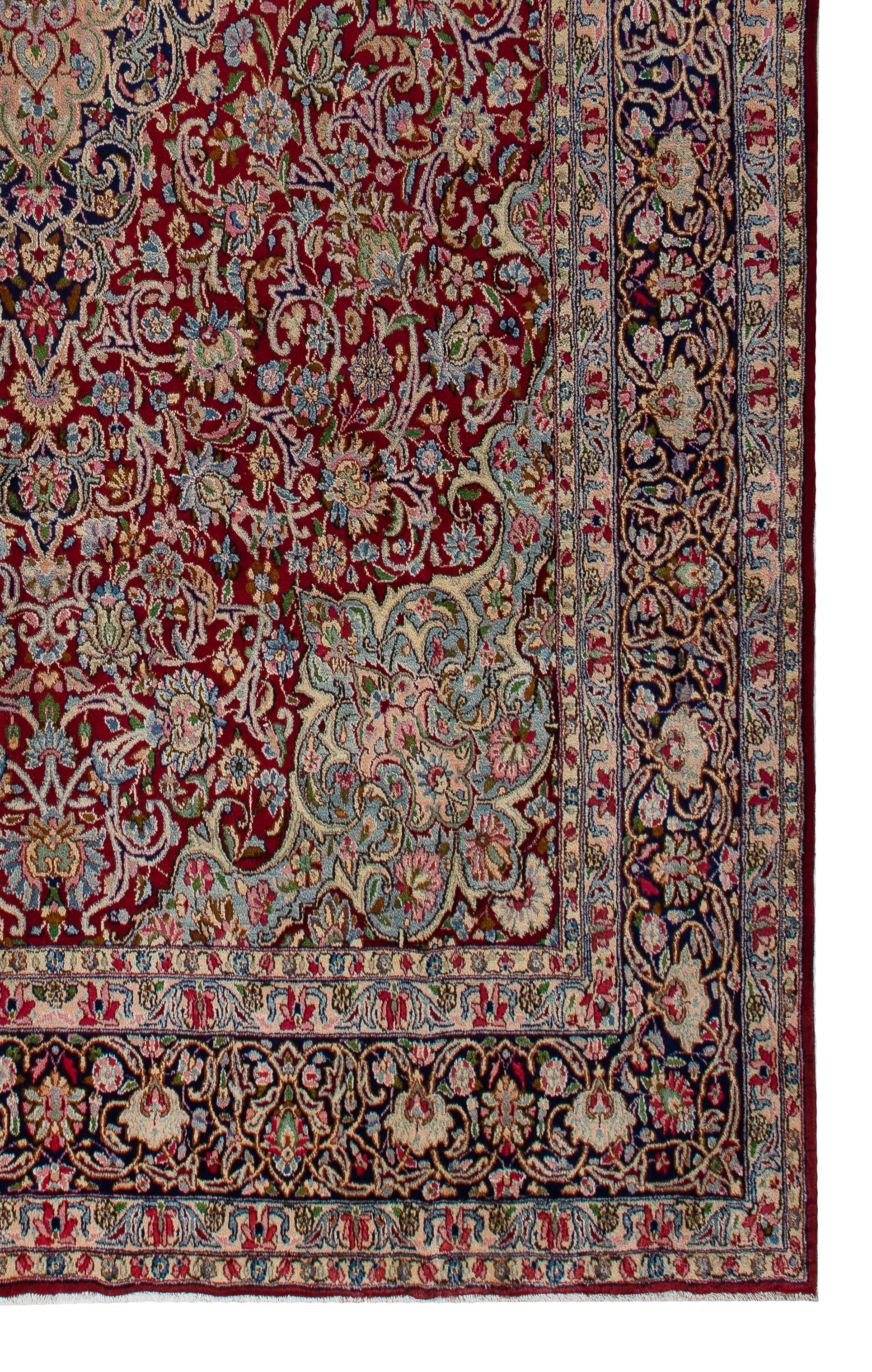 9.2x12.2 Ft Antiker persischer Kashan-Teppich, feiner traditioneller orientalischer Teppich (Handgeknüpft) im Angebot