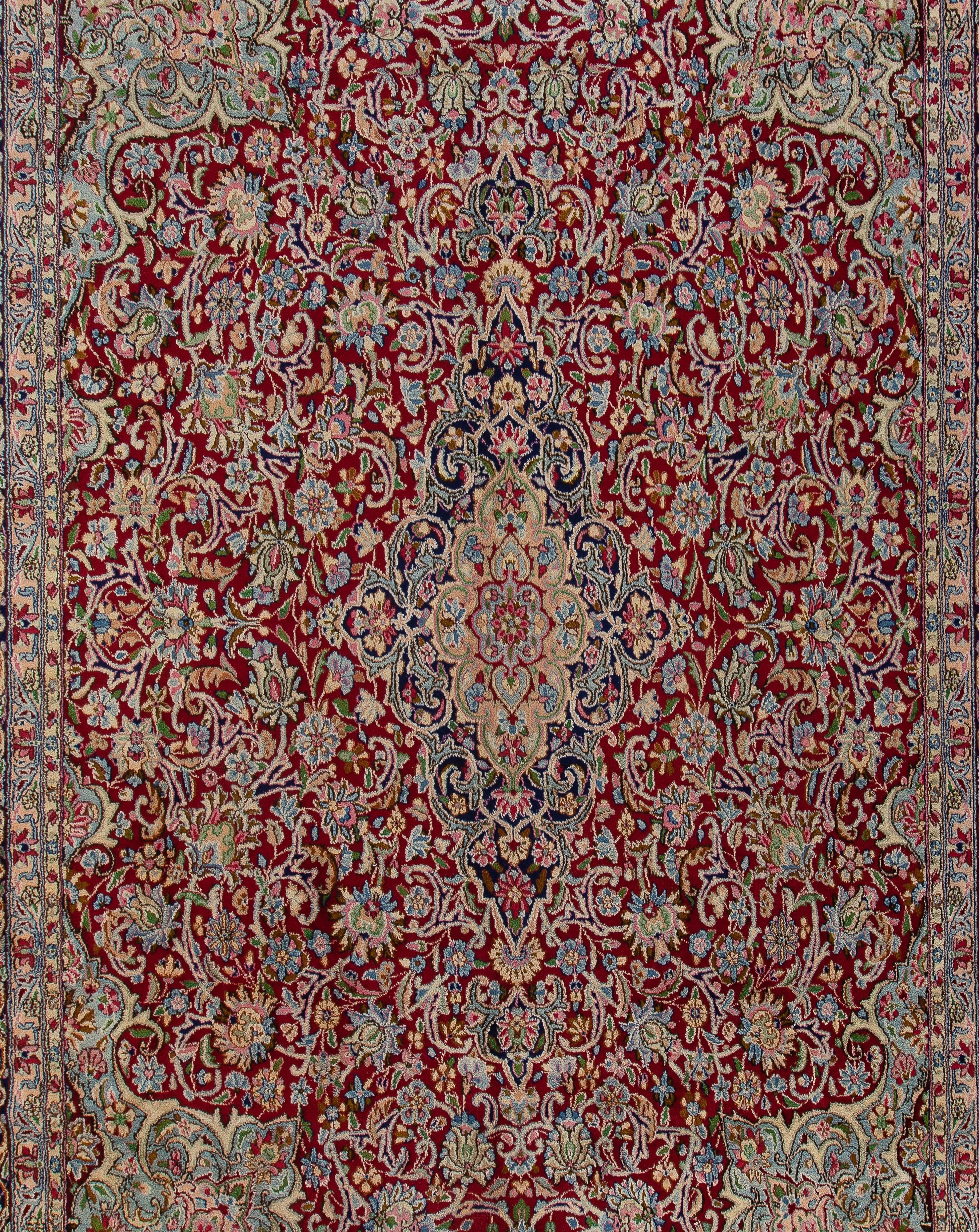 Wool 9.2x12.2 Ft Antique Persian Kashan Rug, Fine Traditional Oriental Carpet For Sale