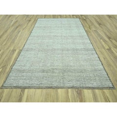 9'2"x12'3" Brown Oxidized and Distressed Grass Design Hand Knotted Pure Wool Rug