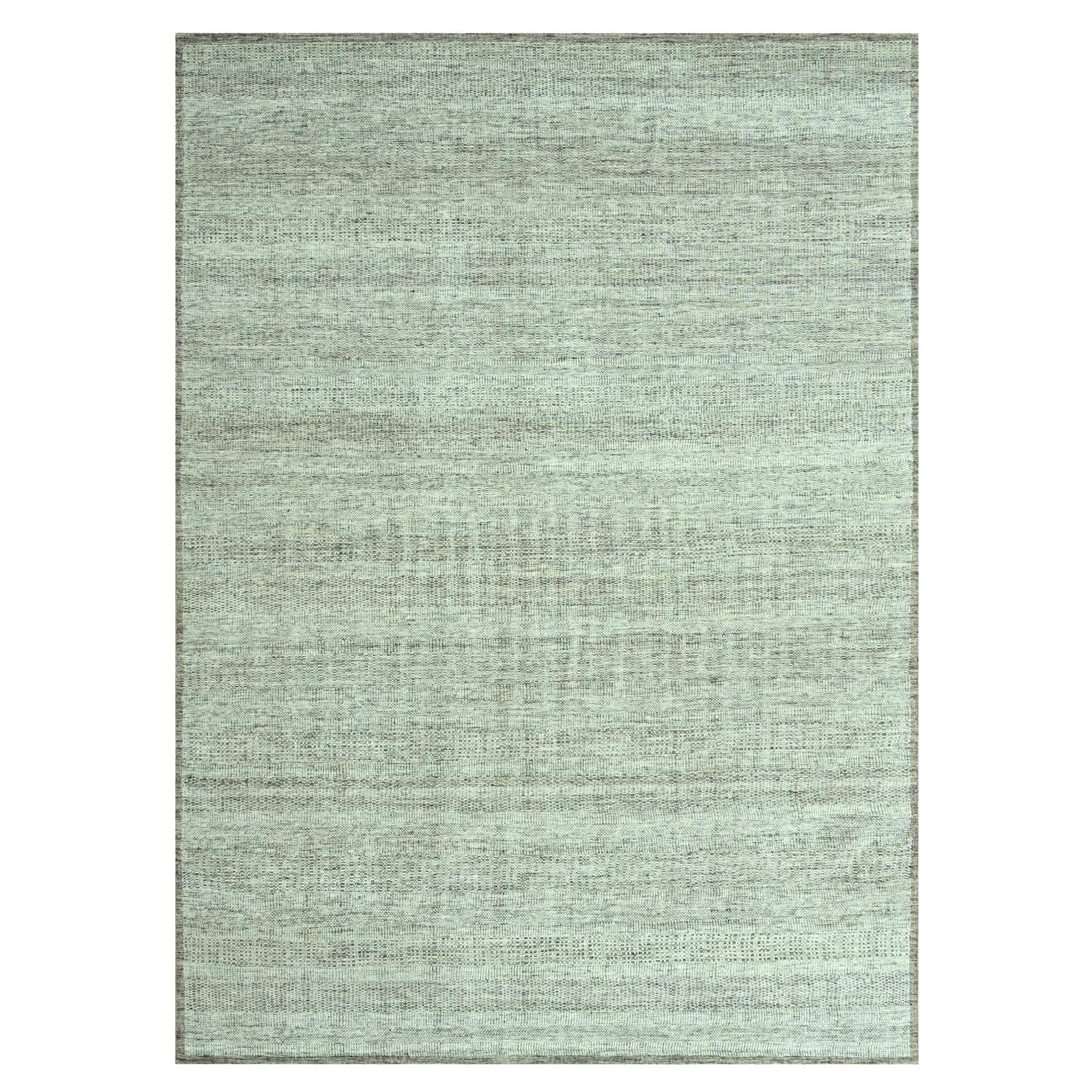 9'2"x12'3" Brown Oxidized and Distressed Grass Design Hand Knotted Pure Wool Rug