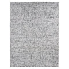 9'2x12'3" Grigio Medio THE MATRIX Design Seta con Lana Annodato a Mano Rugs