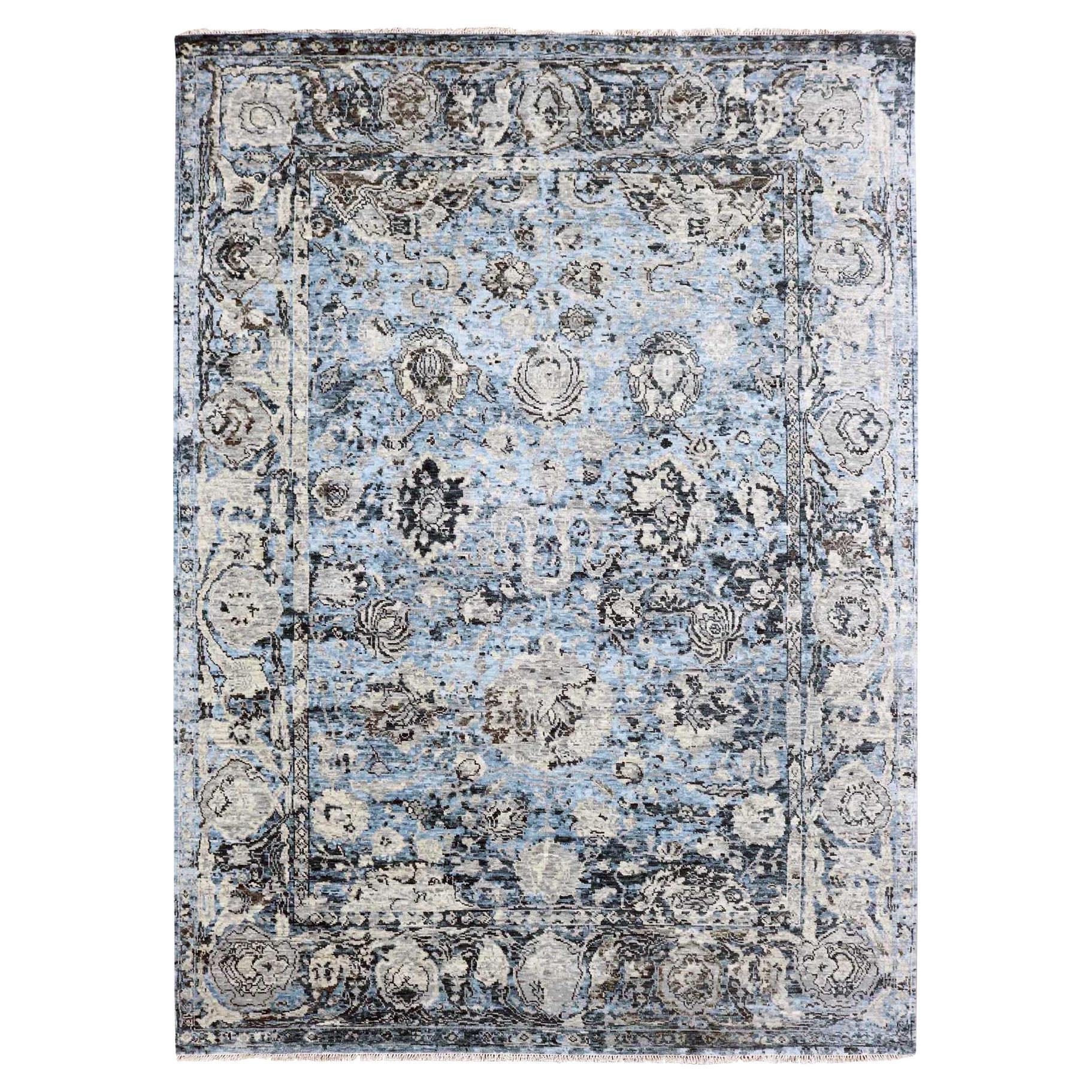 9'2"x12'4" Ash Gray Modern Tabriz Design Pure Wool Hand Knotted Oriental Rug
