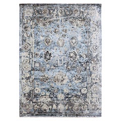 9'2"x12'4" Ash Gray Modern Tabriz Design Pure Wool Hand Knotted Oriental Rug