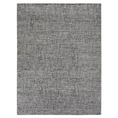 9'2 "x12'4" Gris, THE MATRIX, Soie et laine, Tapis noué à la main ton sur ton