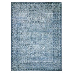 9'2"x12'5" Blue Mamluk Design 14th Century Influence Hand Knotted Pure Wool Rug