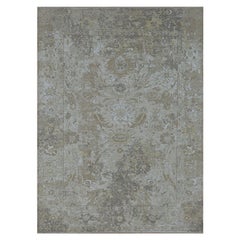 9'2"x12'5" Gray with Beige Pure Wool Erased Sultanabad Design Hand Knotted Rug