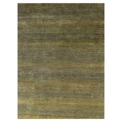 9'2 "x12'6" Bone Brown Modern Grass Design Tappeto orientale in lana e seta annodato a mano