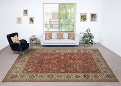 9.2x12.7 Ft One-of-a-kind Vintage Turkish Red Large Area Rug for Living Room