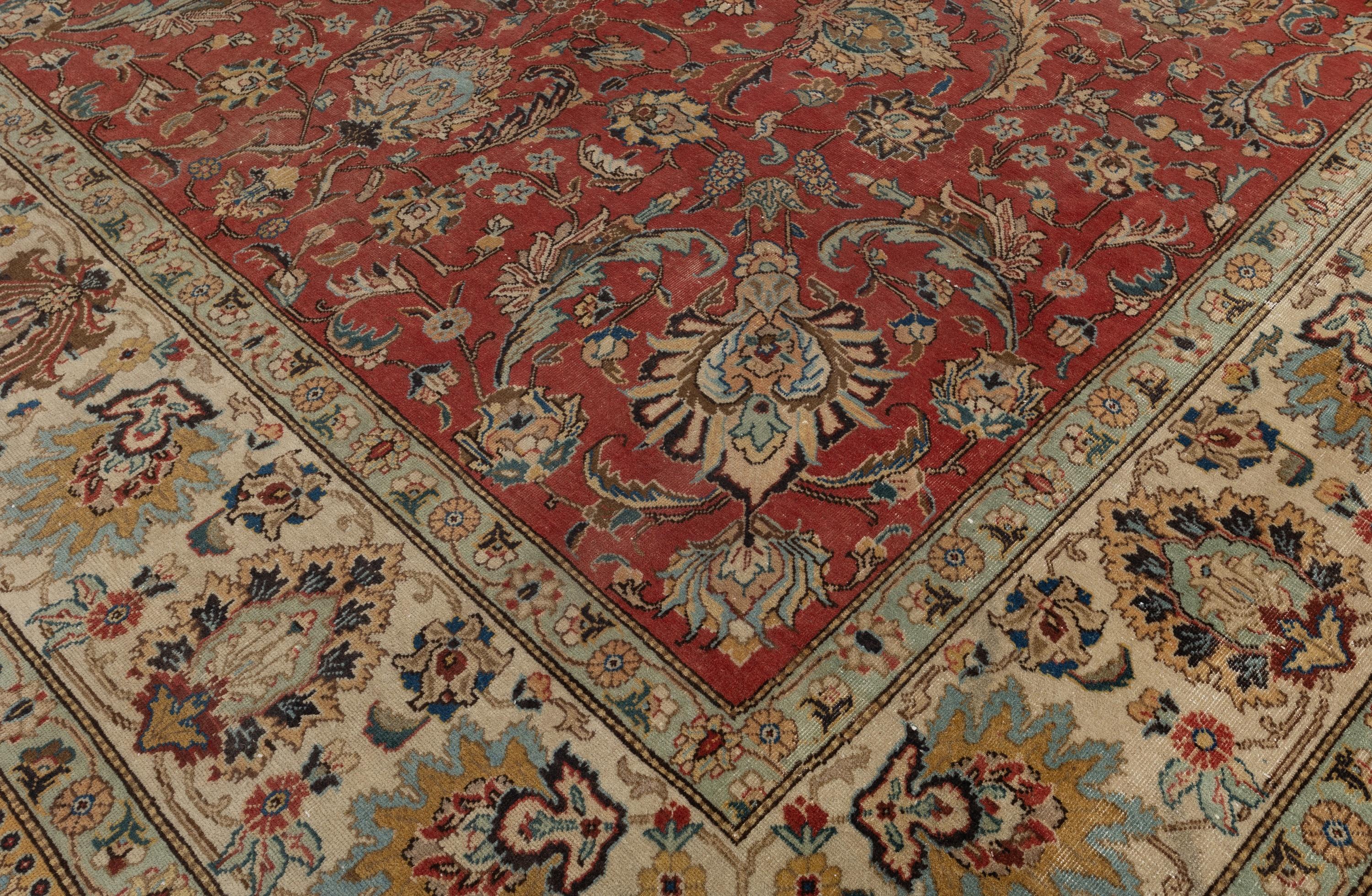 Alfombra Turca Vintage Roja Grande 9,2x12,7 Pies para el Salón en Bueno estado para la venta en Spring Valley, NY