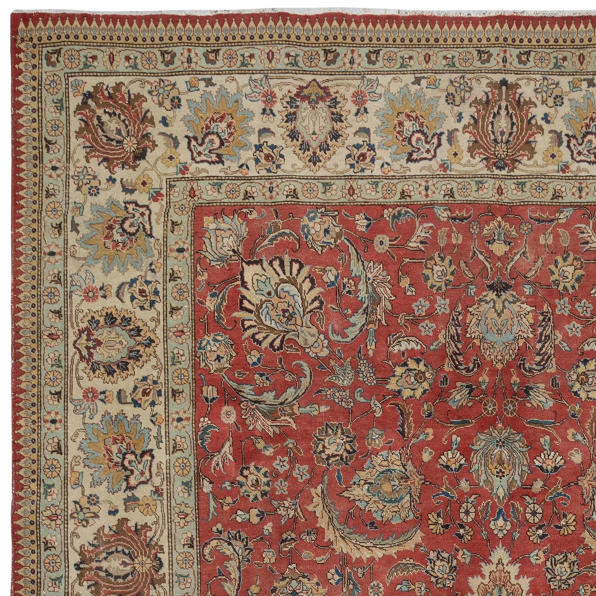 Alfombra Turca Vintage Roja Grande 9,2x12,7 Pies para el Salón Lana en venta