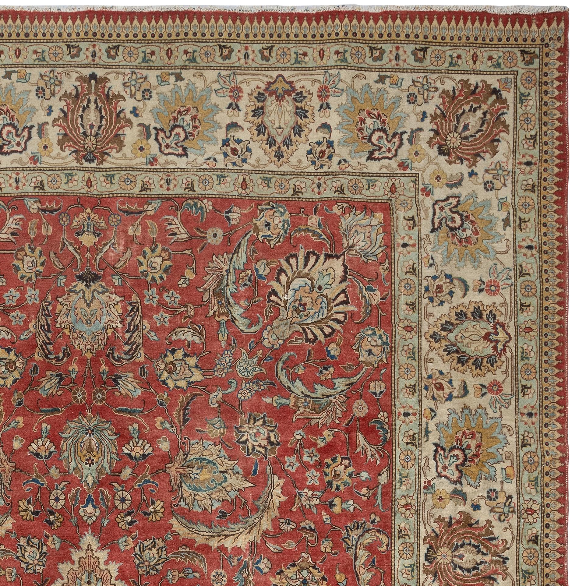 Alfombra Turca Vintage Roja Grande 9,2x12,7 Pies para el Salón en venta 1