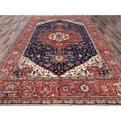 9'2"x12'8" Midnight Blue Aryana Grade Serapi Heriz Design Hand Knotted Wool Rug