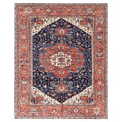 9'2"x12'8" Midnight Blue Aryana Grade Serapi Heriz Design Hand Knotted Wool Rug