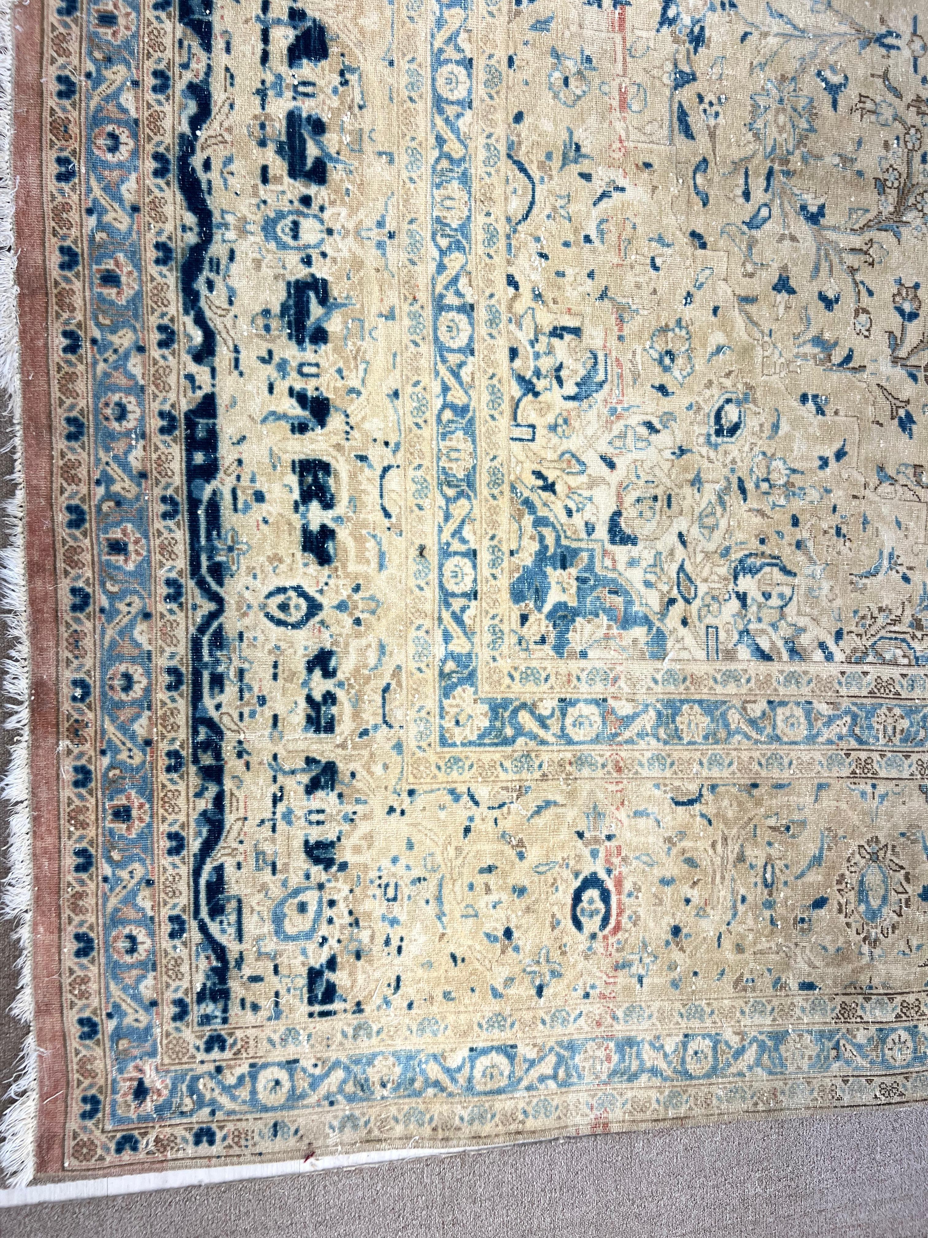 9.2x13 Ft Ein von einer Art Vintage Beige Large Area Rug. Handgeknüpfter türkischer Teppich im Angebot 3