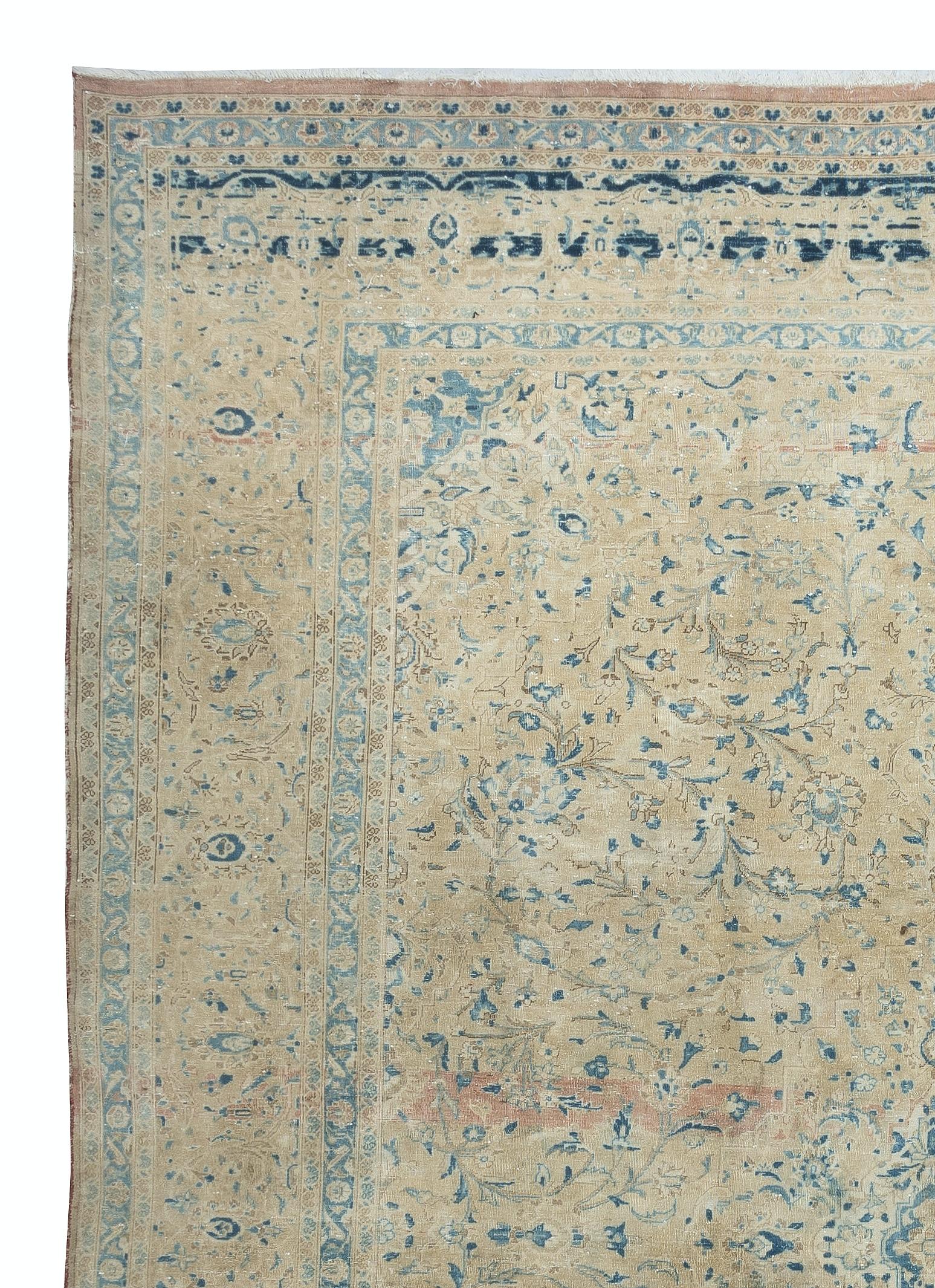 9.2x13 Ft Ein von einer Art Vintage Beige Large Area Rug. Handgeknüpfter türkischer Teppich (Türkisch) im Angebot