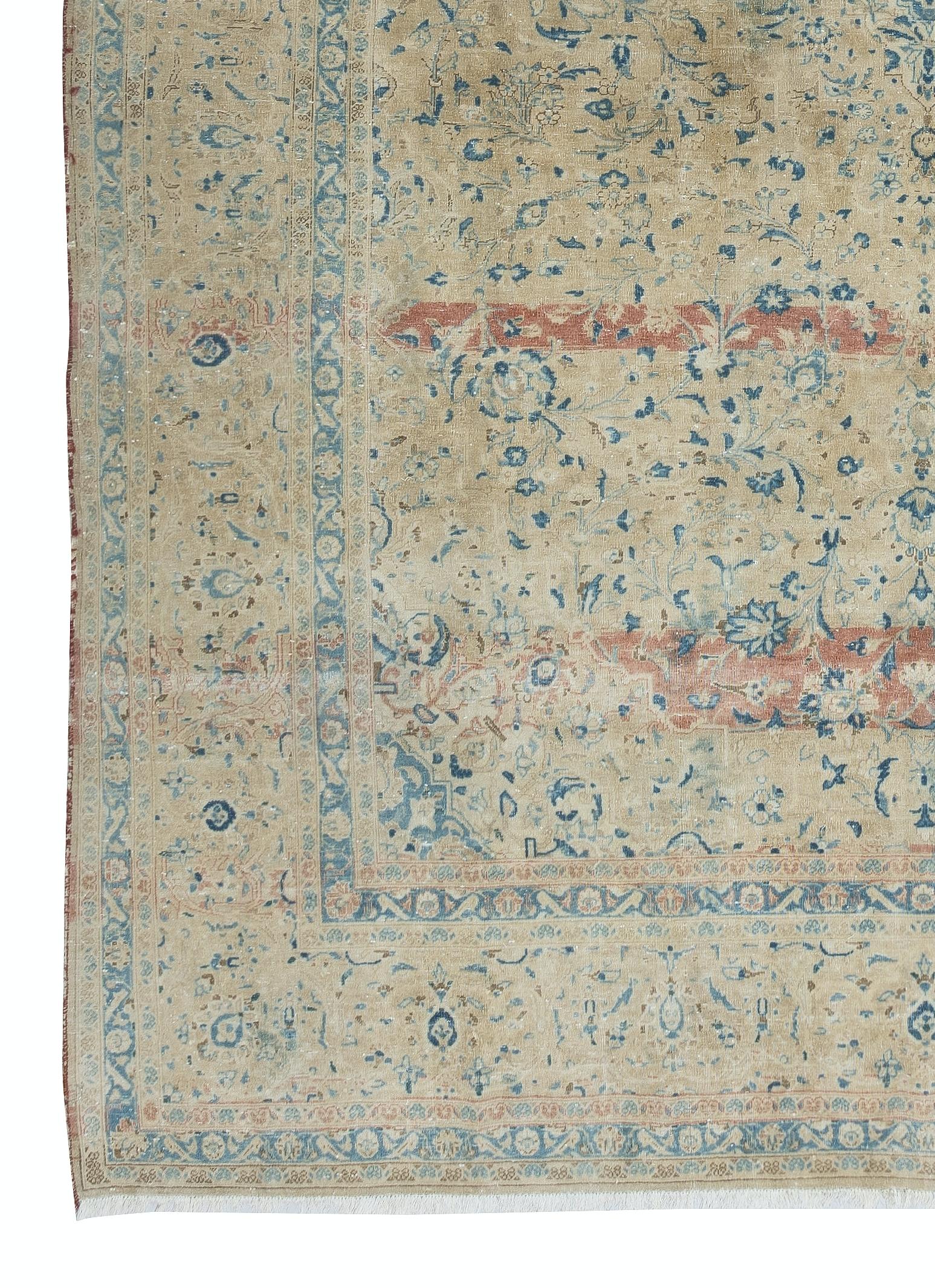 9.2x13 Ft Ein von einer Art Vintage Beige Large Area Rug. Handgeknüpfter türkischer Teppich im Zustand „Gut“ im Angebot in Spring Valley, NY